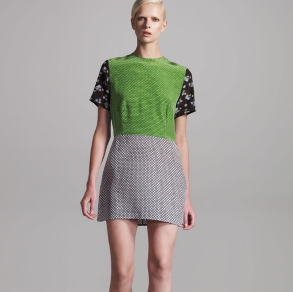STELLA MCCARTNEY Mixed Print Silk Mini Dress (Flawed) | SZ EU 38/US 4